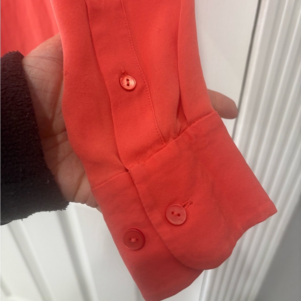 THEORY Classic orange silk shirt, Size: P/TP - Picture 7 of 8